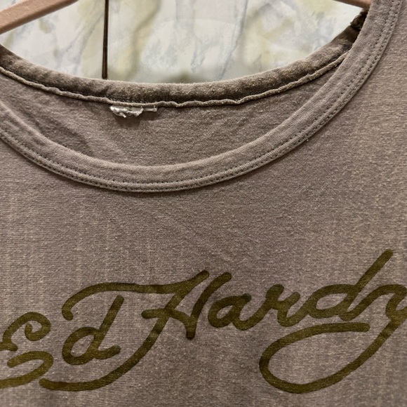 Ed Hardy Y2K vintage tee skull rose red green gold grey casual short sleeve Med - Picture 5 of 9